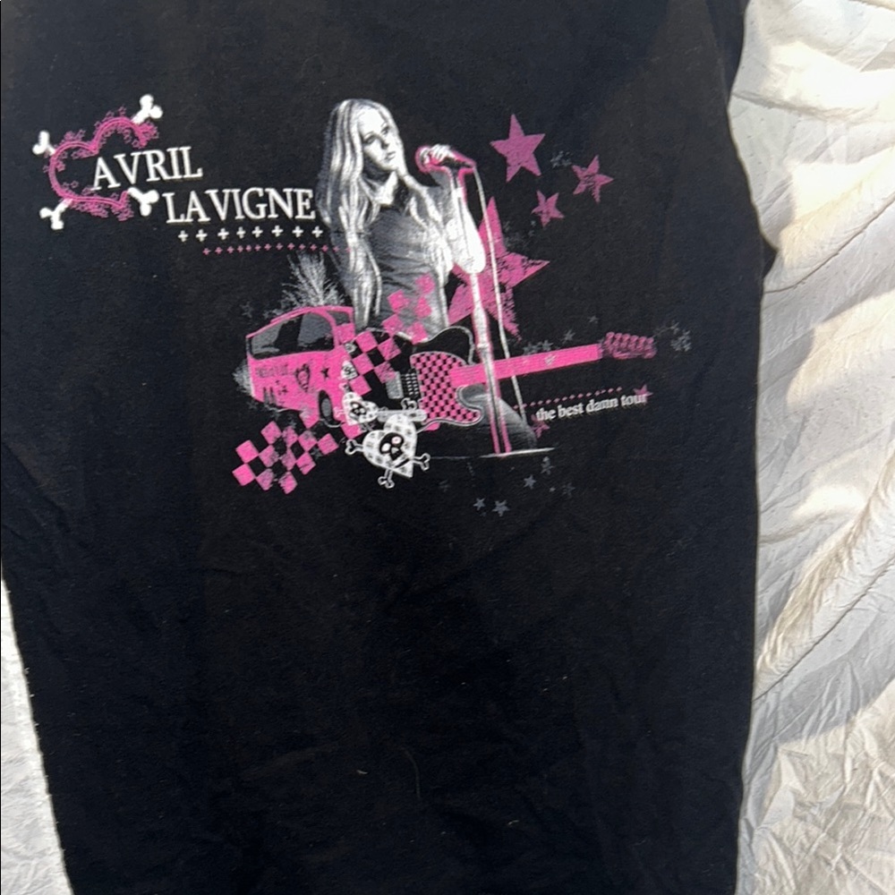 Avril Lavigne Black and Pink Kids Graphic Tee size 14-16